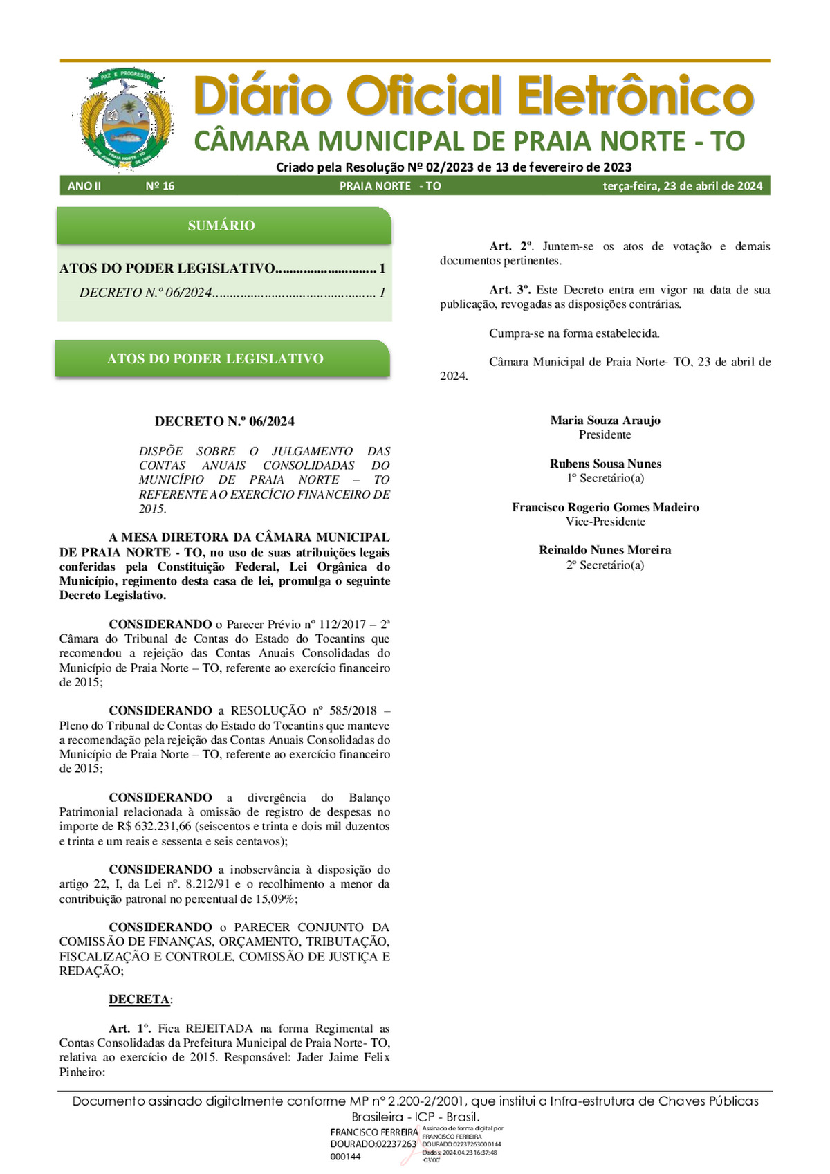 Diário Oficial - Edição 016